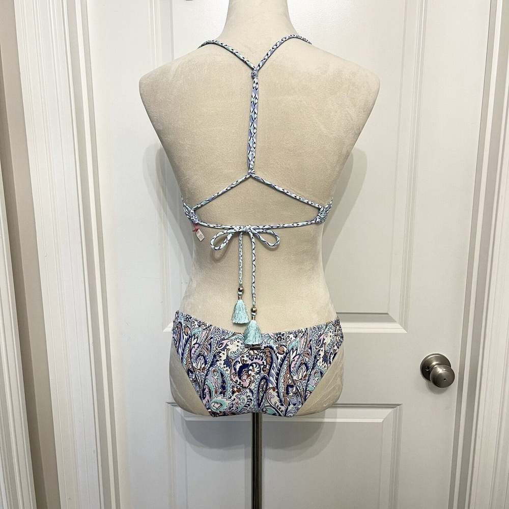 Victoria Secrets Bikini Set- 34B Padded Top- Small Bottom- Blue Purple Paisley - Picture 5 of 13